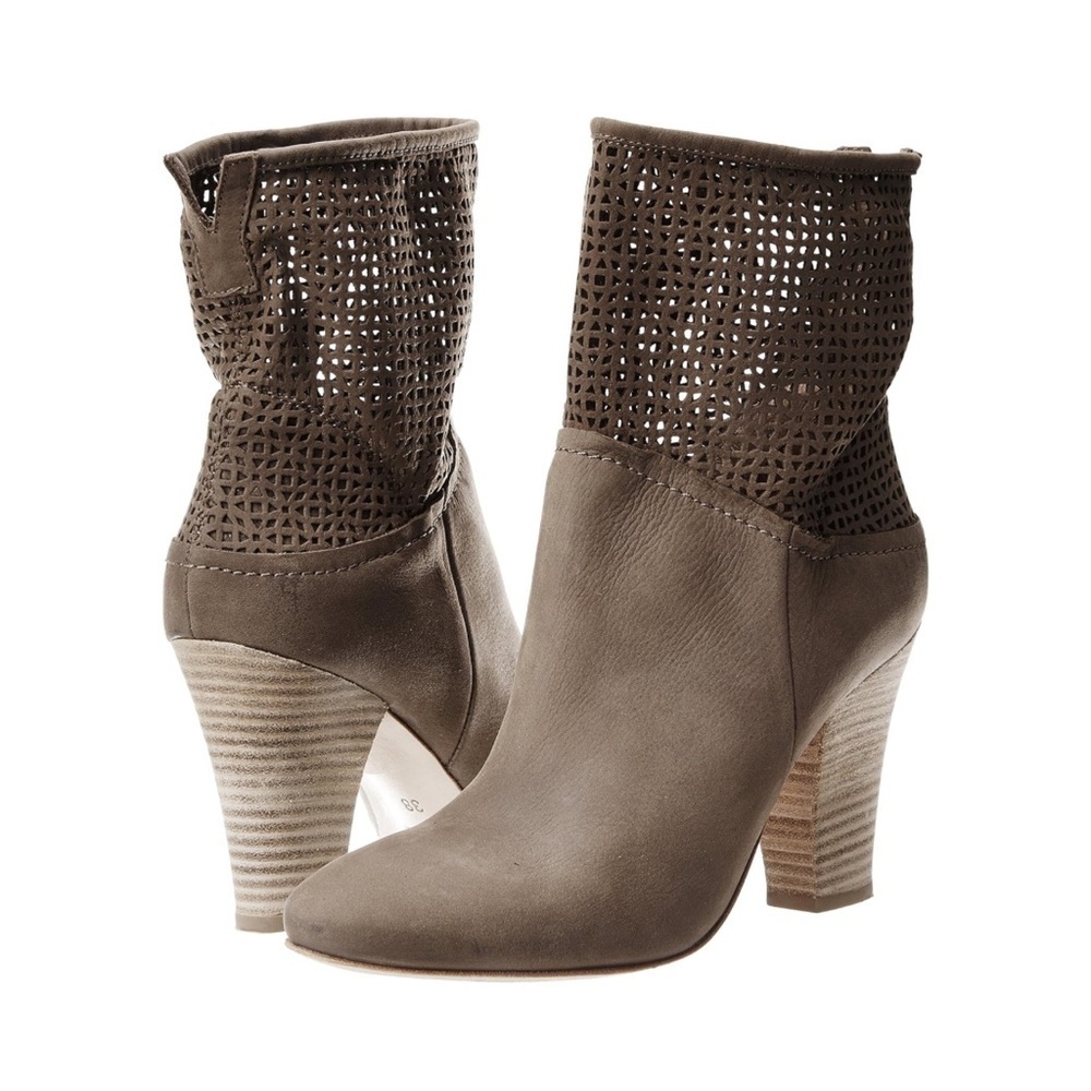 Cordani Philly perforated slouch almond front dark tan boots booties Sz 38 EU